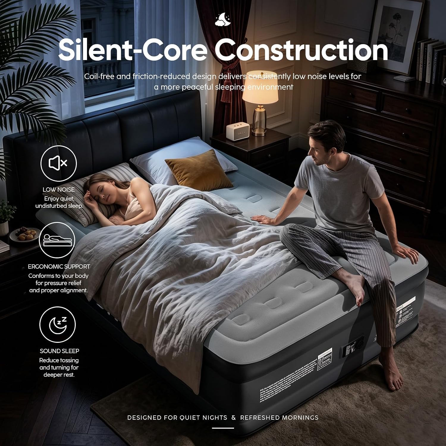 DIVON queen air mattress quiet and support sleep context