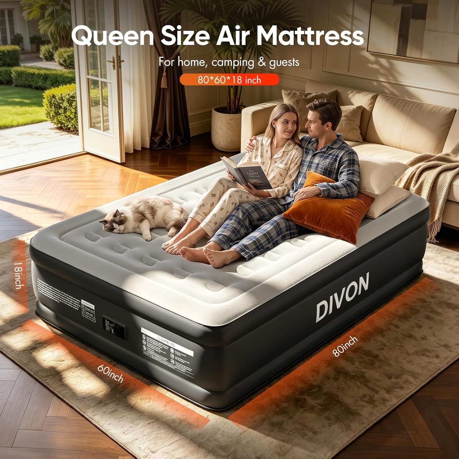 DIVON queen air mattress queen-size dimensions and home use