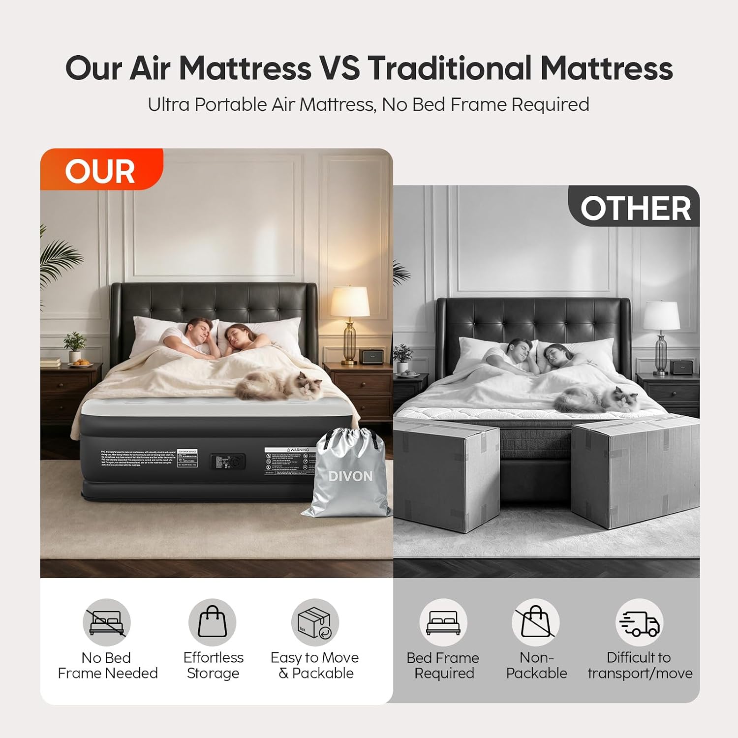 DIVON queen air mattress portability comparison