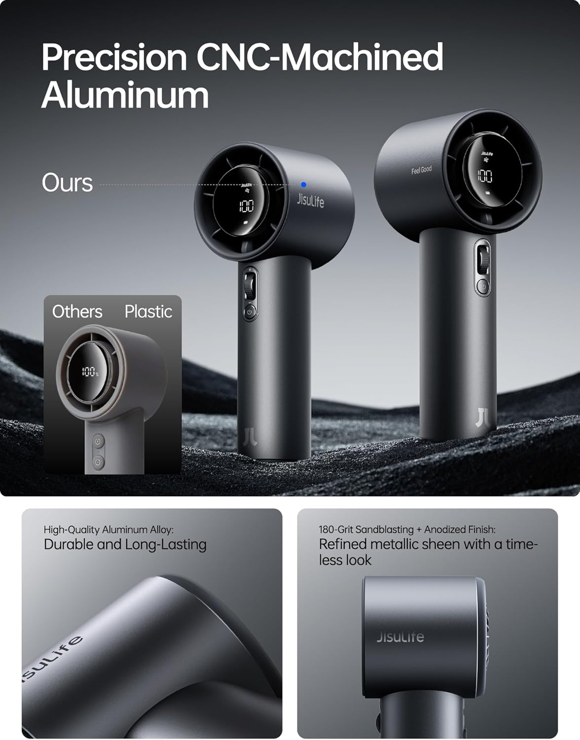 JisuLife Handheld Fan Pro1 S aluminum material and finish presentation