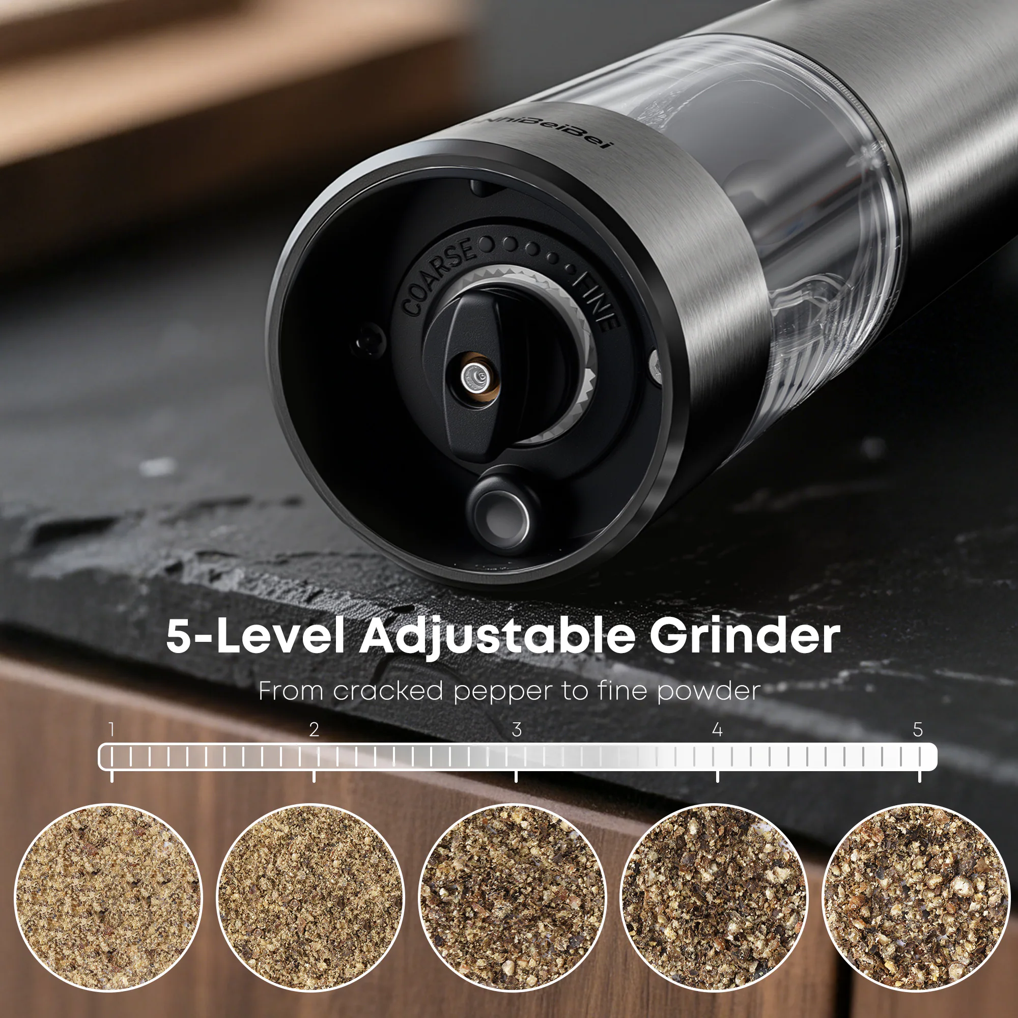 MaNhiBeiBei electric grinder coarseness presentation