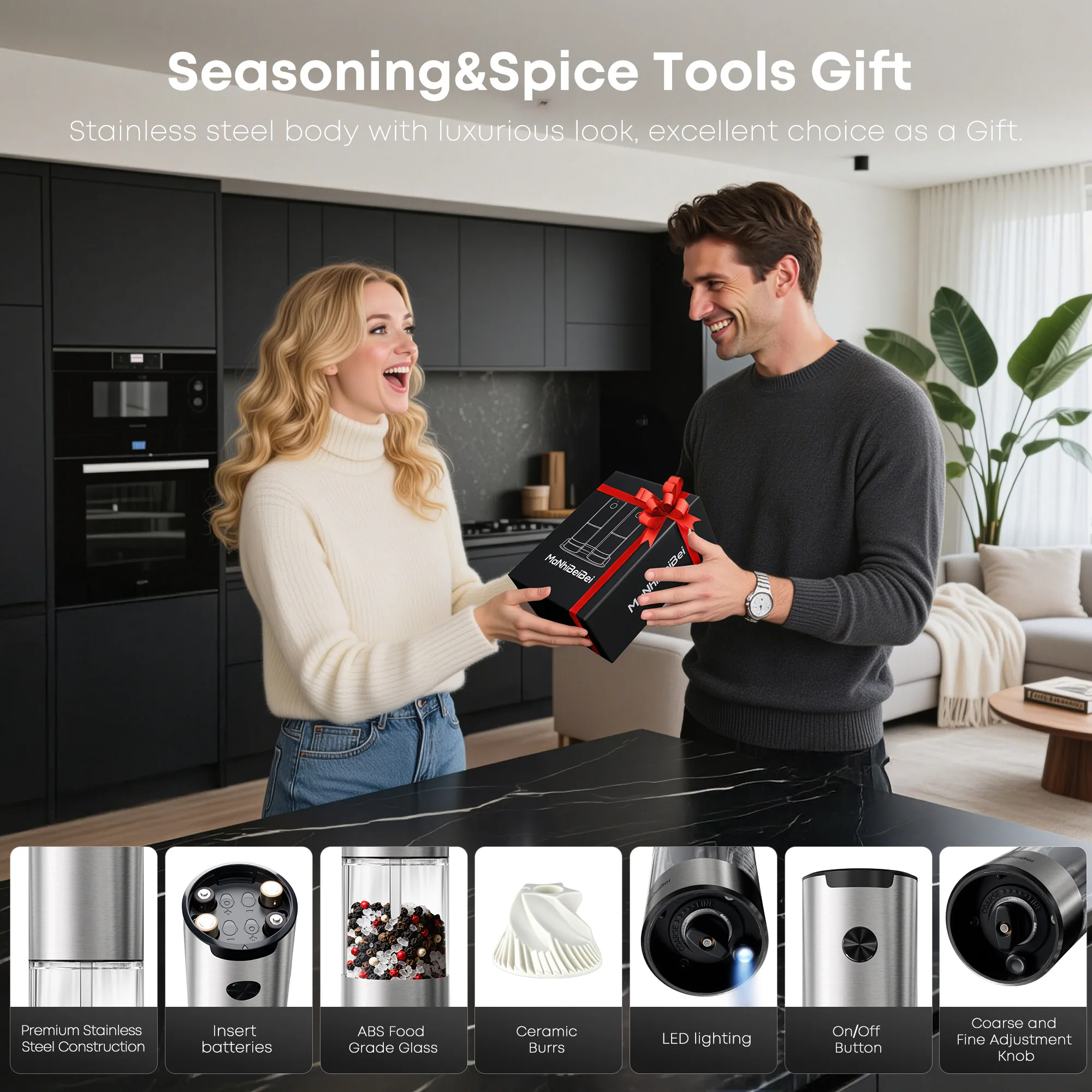 MaNhiBeiBei electric grinder gift context and feature strip