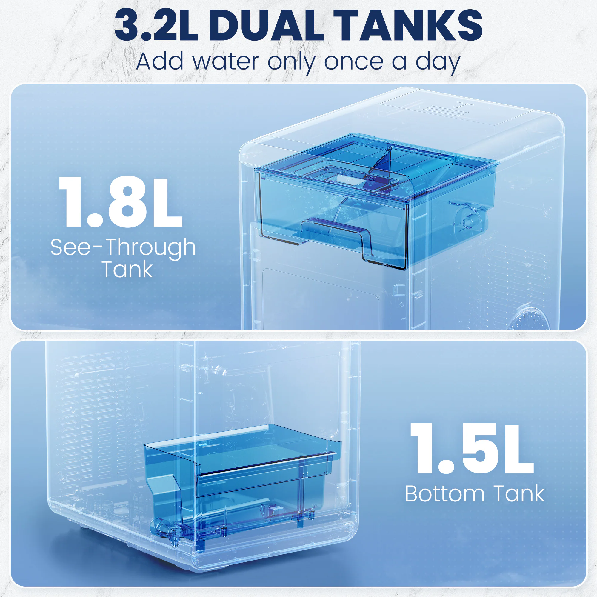 Qunler countertop ice maker transparent dual-tank presentation