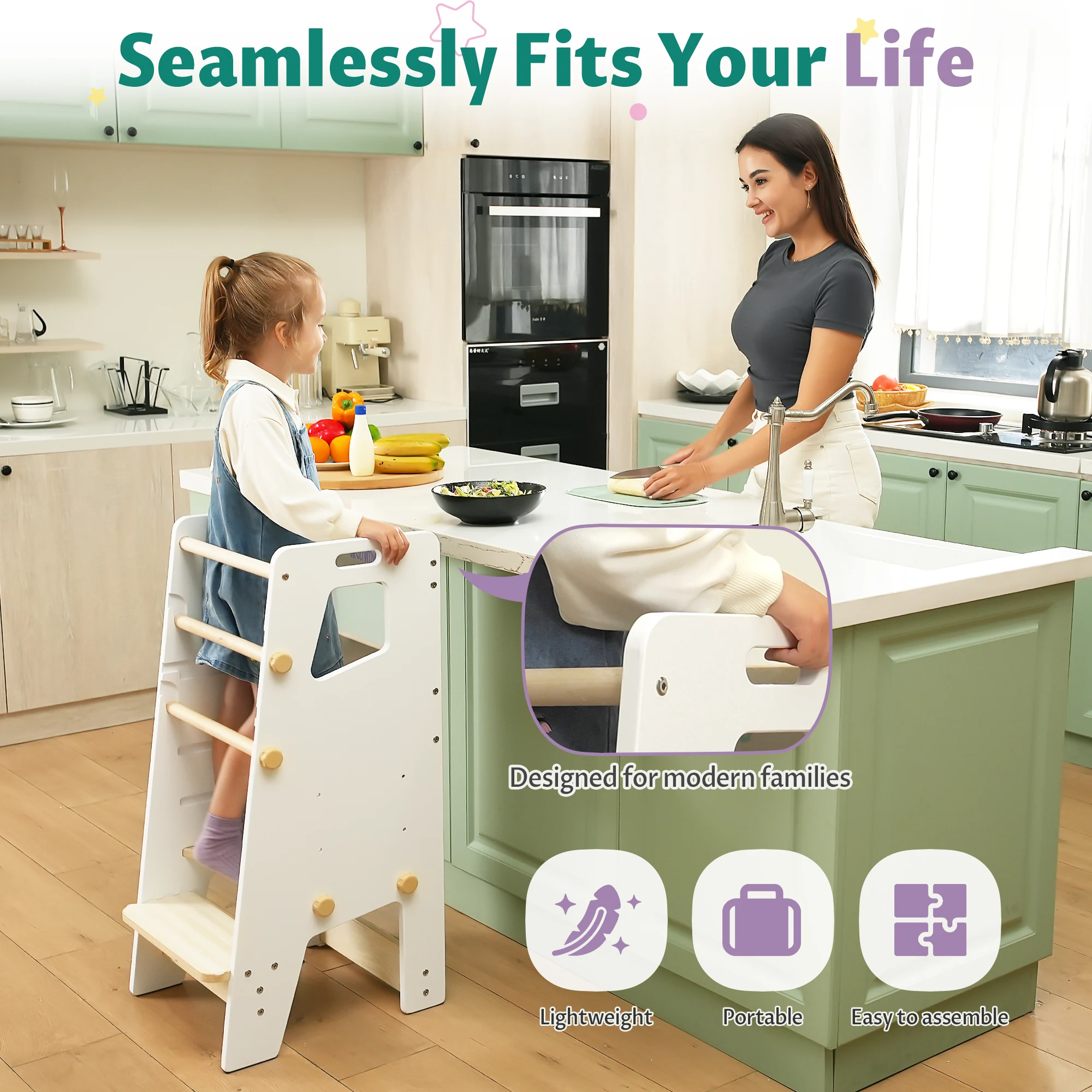 Kitchen use scene and seat presentation